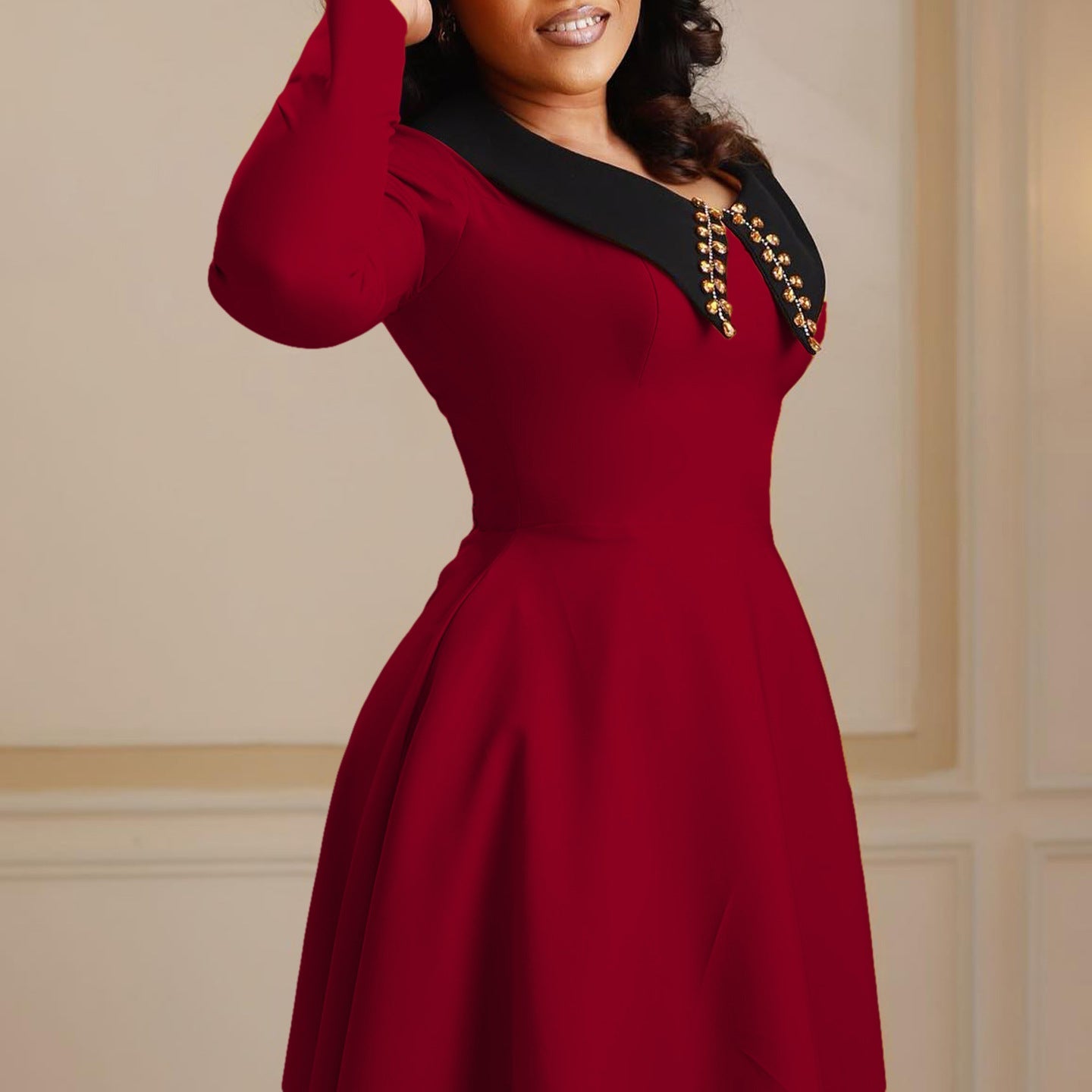 Women Dress Fashion Solid Color Women's Long Sleeve
