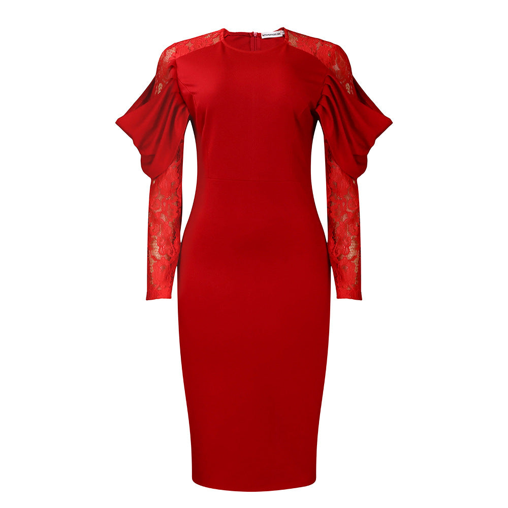 Women Dress Women's Lace Stitching